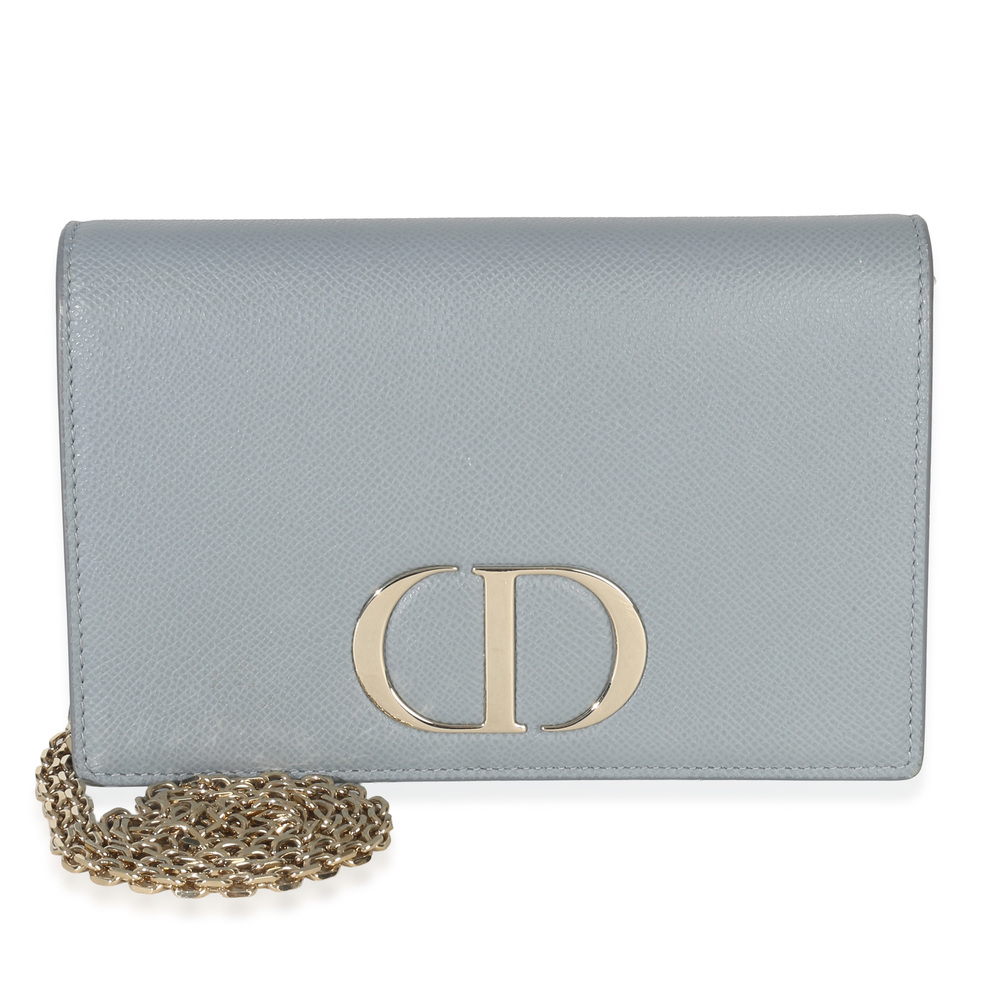 Christian Dior Blue Grained Calfskin 30 Montaigne 2-in-1 Pouch